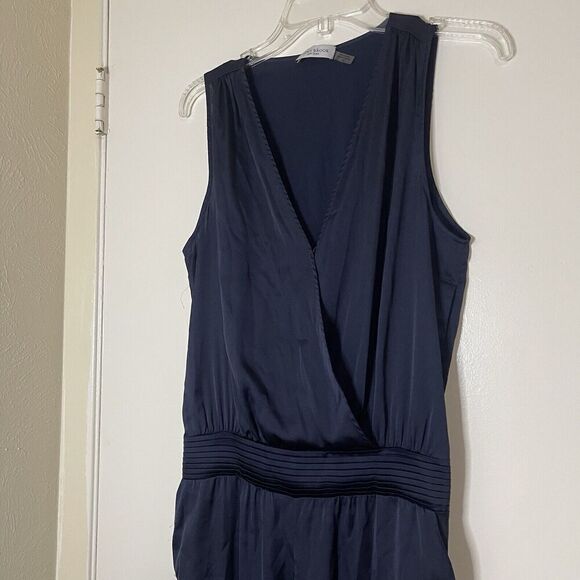 Ramy Brook Navy satin Sleeveless vneck jumpsuit size medium - Picture 3 of 10
